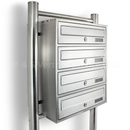 Bituxx Skrzynka lokatorska 4 komorowa stal nierdzewna stojak euro zamek