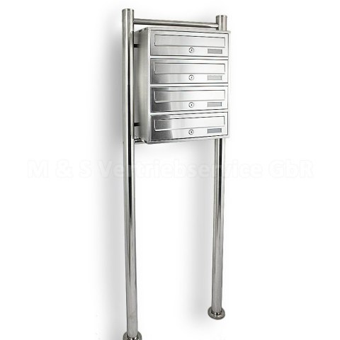 Bituxx Skrzynka lokatorska 4 komorowa stal nierdzewna stojak euro zamek