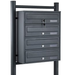 Bituxx Skrzynka lokatorska 4 komory stal nierdzewna stojąca grafitowa zewnętrzna