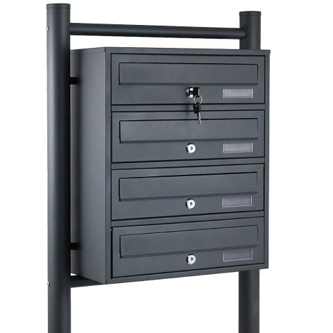 Bituxx Skrzynka lokatorska 4 komory stal nierdzewna stojąca grafitowa zewnętrzna