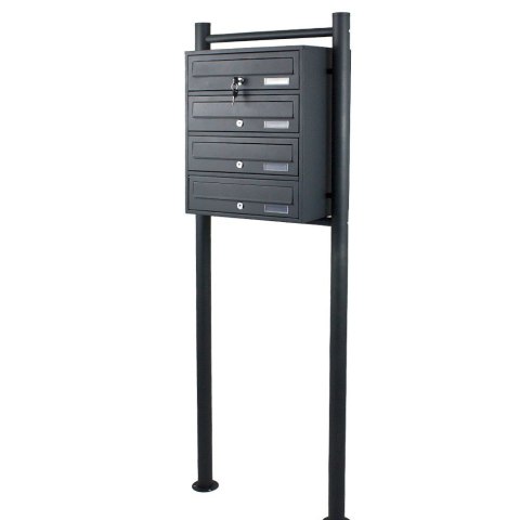 Bituxx Skrzynka lokatorska 4 komory stal nierdzewna stojąca grafitowa zewnętrzna