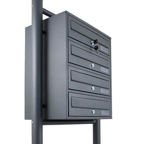 Bituxx Skrzynka lokatorska 4 komory stal nierdzewna stojąca grafitowa zewnętrzna