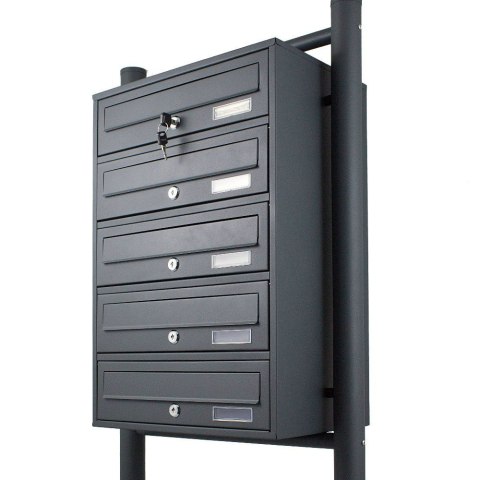 Bituxx Skrzynka lokatorska 5 komór stal nierdzewna stojąca grafit zewnętrzna