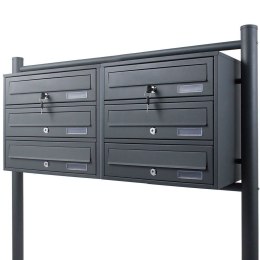 Bituxx Skrzynka lokatorska 6 komór 2x3 stal nierdzewna stojąca grafit zewnętrzna