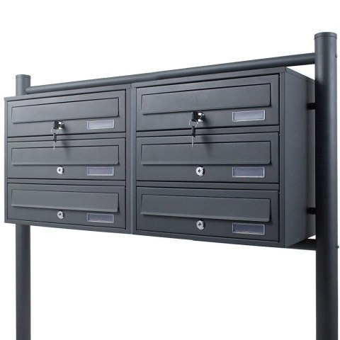 Bituxx Skrzynka lokatorska 6 komór 2x3 stal nierdzewna stojąca grafit zewnętrzna