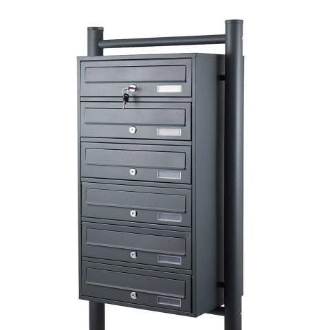 Bituxx Skrzynka lokatorska 6 komór stal nierdzewna stojąca grafit zewnętrzna