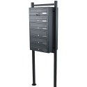 Bituxx Skrzynka lokatorska 6 komór stal nierdzewna stojąca grafit zewnętrzna