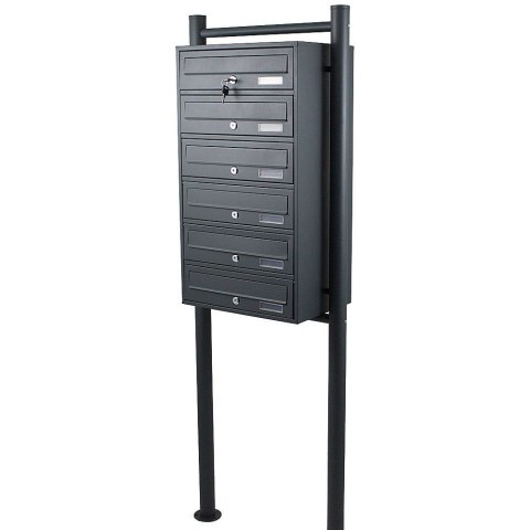 Bituxx Skrzynka lokatorska 6 komór stal nierdzewna stojąca grafit zewnętrzna