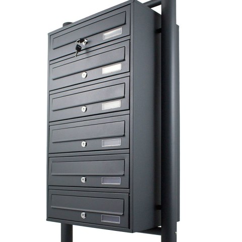 Bituxx Skrzynka lokatorska 6 komór stal nierdzewna stojąca grafit zewnętrzna