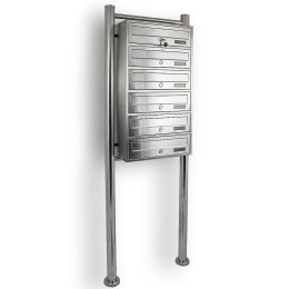 Bituxx Skrzynka lokatorska 6 wrzutów euro stal nierdzewna stojak na listy zamek