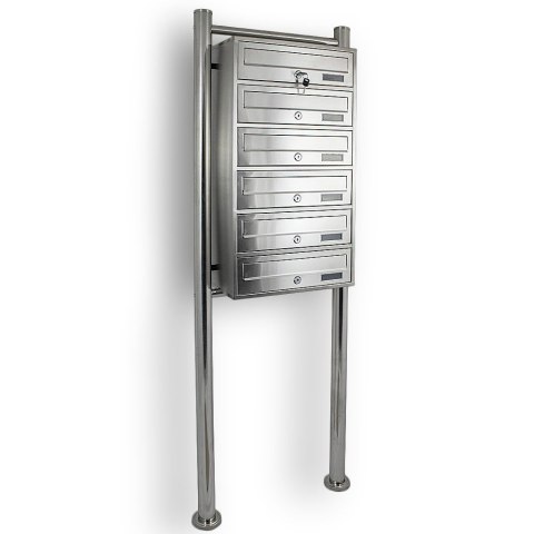 Bituxx Skrzynka lokatorska 6 wrzutów euro stal nierdzewna stojak na listy zamek