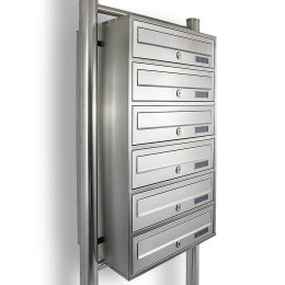 Bituxx Skrzynka lokatorska 6 wrzutów euro stal nierdzewna stojak na listy zamek