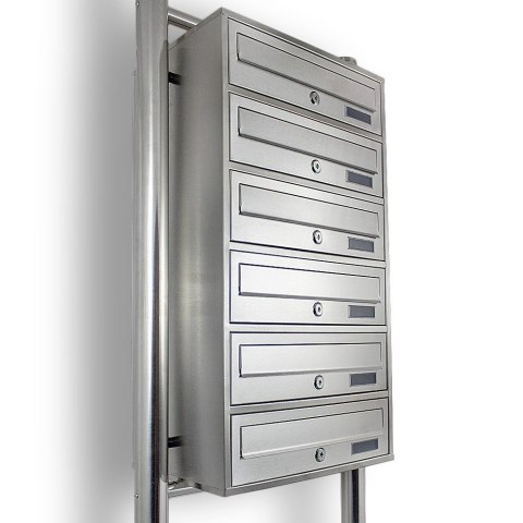 Bituxx Skrzynka lokatorska 6 wrzutów euro stal nierdzewna stojak na listy zamek