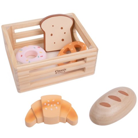 Classic World CLASSIC WORLD Zestaw Drewnianych Wypieków w Koszyku 6 el.
