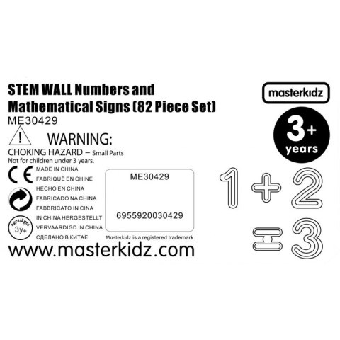 Masterkidz MASTERKIDZ Zestaw Cyferek i Znaków do Nauki Liczenia i Matematyki do Paneli Ściennych STEM 82 el.