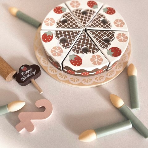 Tooky Toy TOOKY TOY Drewniany Tort Urodzinowy ze Świeczkami Rzepy