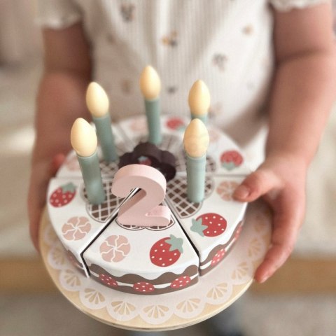 Tooky Toy TOOKY TOY Drewniany Tort Urodzinowy ze Świeczkami Rzepy