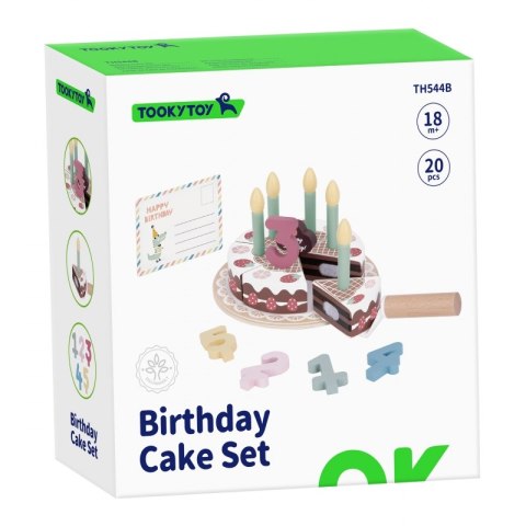 Tooky Toy TOOKY TOY Drewniany Tort Urodzinowy ze Świeczkami Rzepy