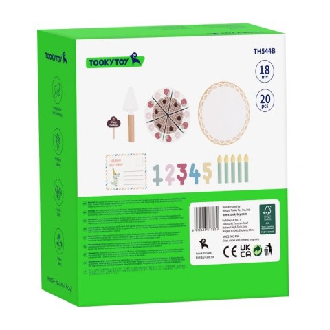 Tooky Toy TOOKY TOY Drewniany Tort Urodzinowy ze Świeczkami Rzepy