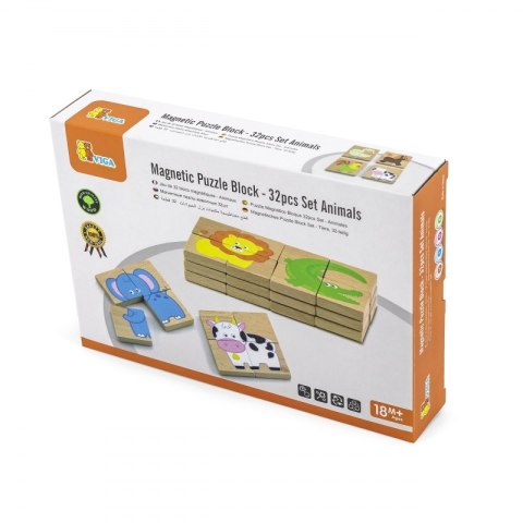 Viga Toys VIGA Drewniane Puzzle Magnetyczne Zwierzęta Układanka Certyfikat FSC