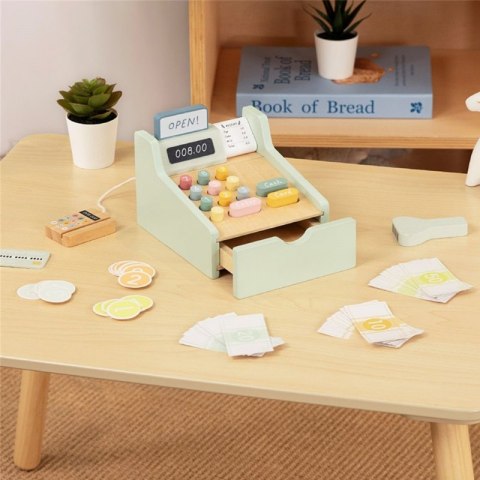 Woopie Let's Go Green WOOPIE GREEN Drewniana Kasa Sklepowa Edukacyjna z Akcesoriami 23 el. FSC