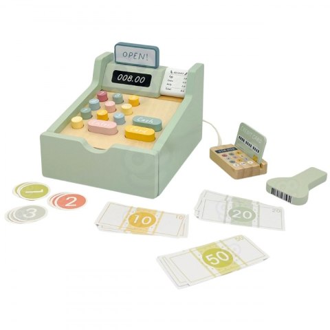 Woopie Let's Go Green WOOPIE GREEN Drewniana Kasa Sklepowa Edukacyjna z Akcesoriami 23 el. FSC