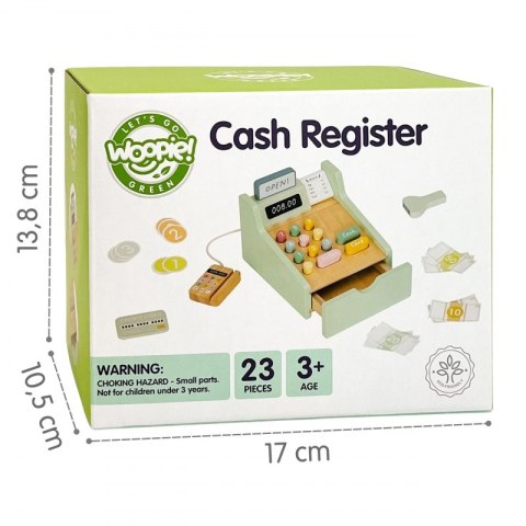 Woopie Let's Go Green WOOPIE GREEN Drewniana Kasa Sklepowa Edukacyjna z Akcesoriami 23 el. FSC