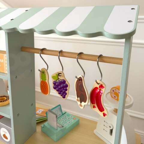 Woopie Let's Go Green WOOPIE GREEN Duży Wielofunkcyjny Sklepik 5w1 Stragan Supermarket Restauracja Kawiarnia Kuchnia 73 el