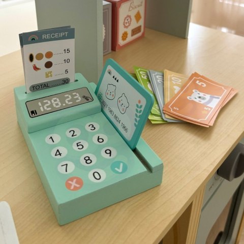 Woopie Let's Go Green WOOPIE GREEN Duży Wielofunkcyjny Sklepik 5w1 Stragan Supermarket Restauracja Kawiarnia Kuchnia 73 el