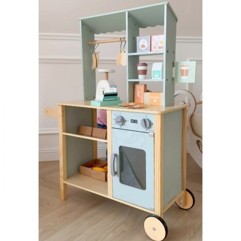 Woopie Let's Go Green WOOPIE GREEN Duży Wielofunkcyjny Sklepik 5w1 Stragan Supermarket Restauracja Kawiarnia Kuchnia 73 el