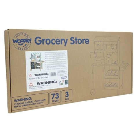 Woopie Let's Go Green WOOPIE GREEN Duży Wielofunkcyjny Sklepik 5w1 Stragan Supermarket Restauracja Kawiarnia Kuchnia 73 el