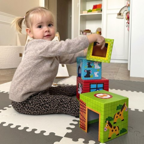 Woopie Let's Go Green WOOPIE GREEN Układanka Kostki Farma w Pudełkach + Figurki 10 el.