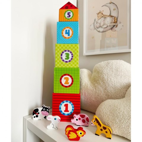 Woopie Let's Go Green WOOPIE GREEN Układanka Kostki Farma w Pudełkach + Figurki 10 el.