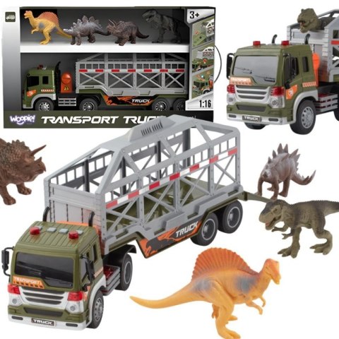 Woopie WOOPIE Ciężarówka Transporter Dinozaurów Auto z Dźwiękiem i Światłem