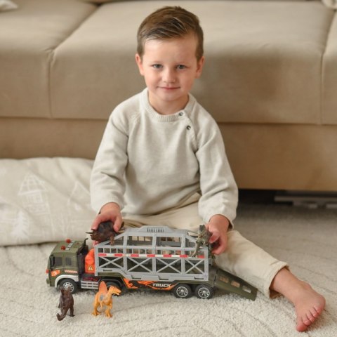 Woopie WOOPIE Ciężarówka Transporter Dinozaurów Auto z Dźwiękiem i Światłem