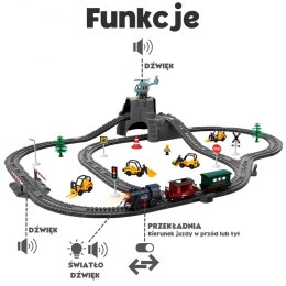 Woopie WOOPIE Elektryczna Kolejka Tor Retro Ciuchcia Lokomotywa + 2 Wagony - Zestaw 76 el.