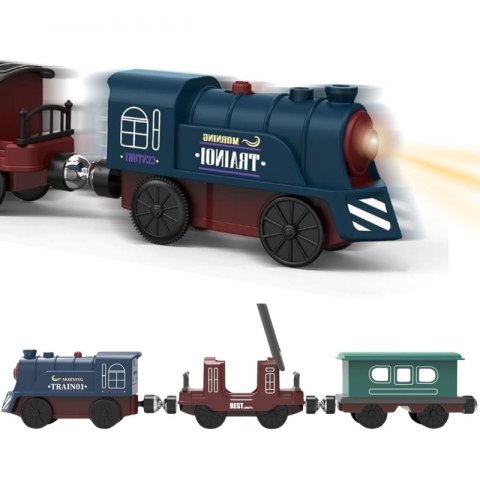 Woopie WOOPIE Elektryczna Kolejka Tor Retro Ciuchcia Lokomotywa + 2 Wagony - Zestaw 76 el.