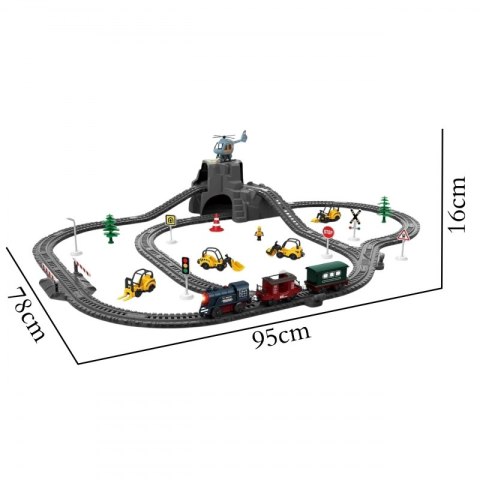 Woopie WOOPIE Elektryczna Kolejka Tor Retro Ciuchcia Lokomotywa + 2 Wagony - Zestaw 76 el.