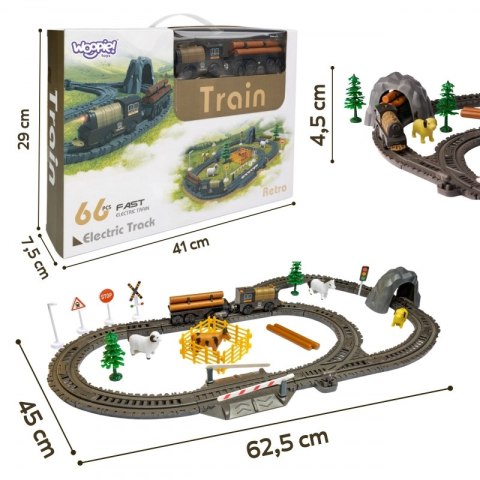 Woopie WOOPIE Kolejka Elektryczna Lokomotywa Retro Farma Tor XL 66 el.