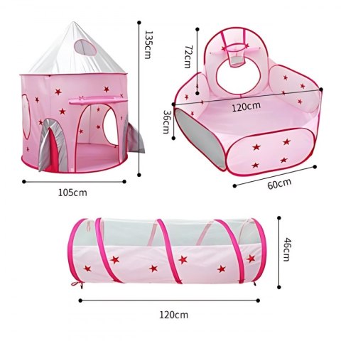 Woopie WOOPIE Namiot 3w1 Pałac Księżniczki XXL Domek Tunel Suchy Basen