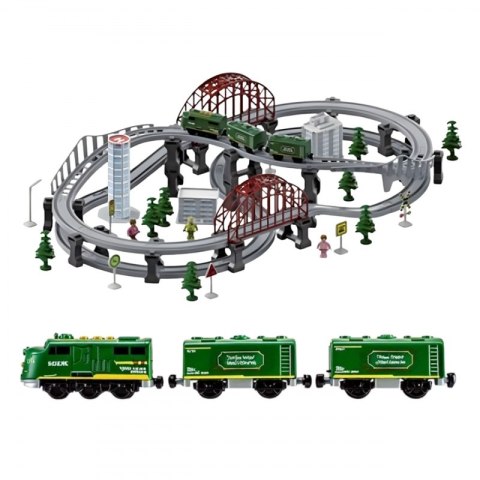 Woopie WOOPIE Nowoczesna Kolejka Elektryczna Tor XXL Lokomotywa Cargo Zestaw 128 el.