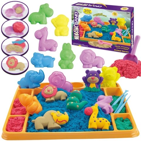 Woopie WOOPIE Piasek Kinetyczny 1,2 kg Zestaw XL ZOO Stolik z Foremkami