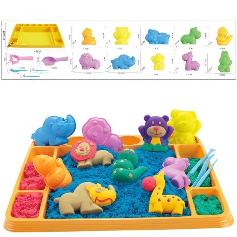 Woopie WOOPIE Piasek Kinetyczny 1,2 kg Zestaw XL ZOO Stolik z Foremkami