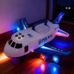 Woopie WOOPIE Samolot Rozkładany Transporter Policja z 3 Autami Policyjnymi Zestaw XL Znaki Drogowe