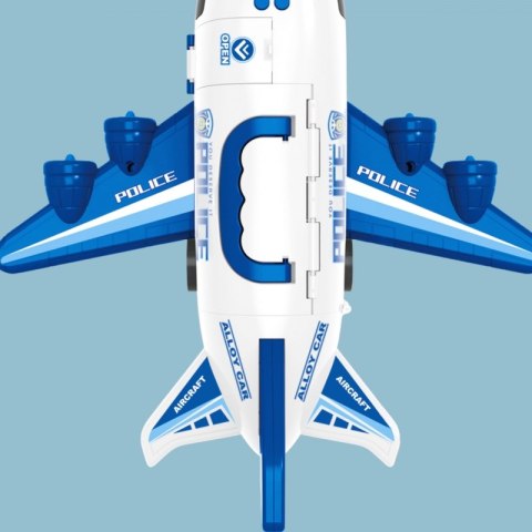 Woopie WOOPIE Samolot Rozkładany Transporter Policja z 3 Autami Policyjnymi Zestaw XL Znaki Drogowe