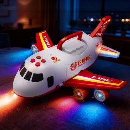 Woopie WOOPIE Samolot Rozkładany Transporter Straż Pożarna z 3 Autami Strażackimi Zestaw XL Znaki Drogowe