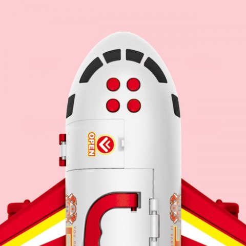 Woopie WOOPIE Samolot Rozkładany Transporter Straż Pożarna z 3 Autami Strażackimi Zestaw XL Znaki Drogowe