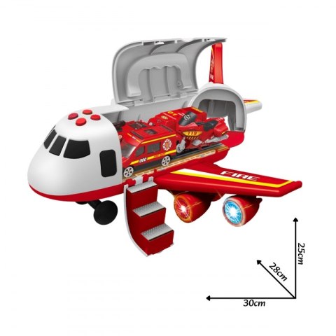 Woopie WOOPIE Samolot Rozkładany Transporter Straż Pożarna z 3 Autami Strażackimi Zestaw XL Znaki Drogowe
