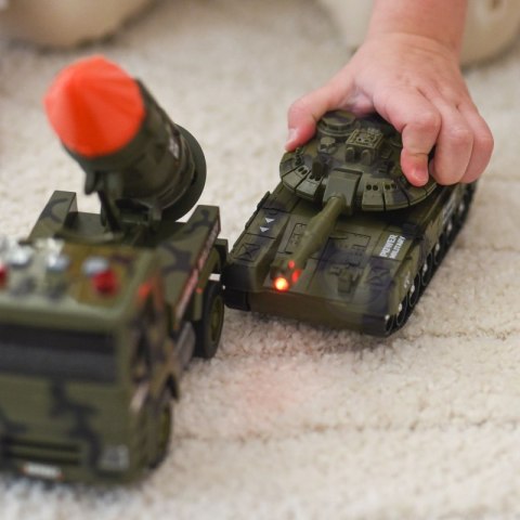 Woopie WOOPIE Zestaw Pojazdów Wojskowych z Wyrzutnią Czołg Helikopter 4SZT Skala 1:20