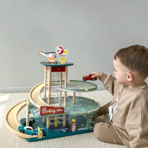 Classic World CLASSIC WORLD Wielopoziomowy Parking Auta Helikopter Dystybutor Myjnia + Akc.